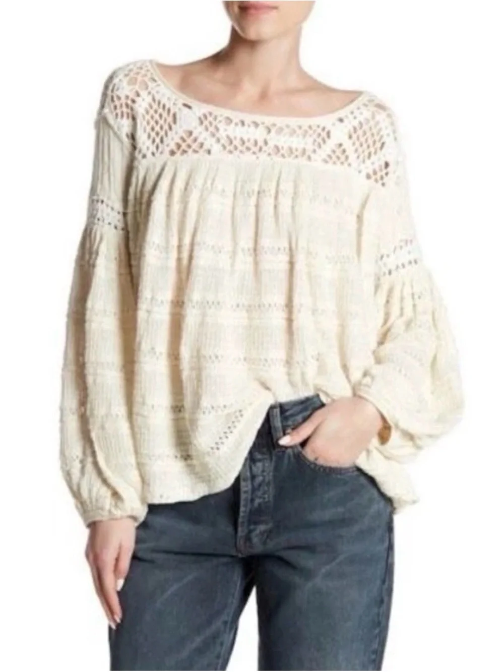 Free People Someday Crochet Sweater Size M